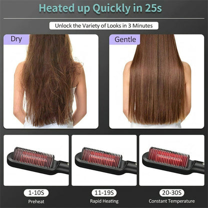 2-in-1 Hair Straightener & Curling Hot Comb