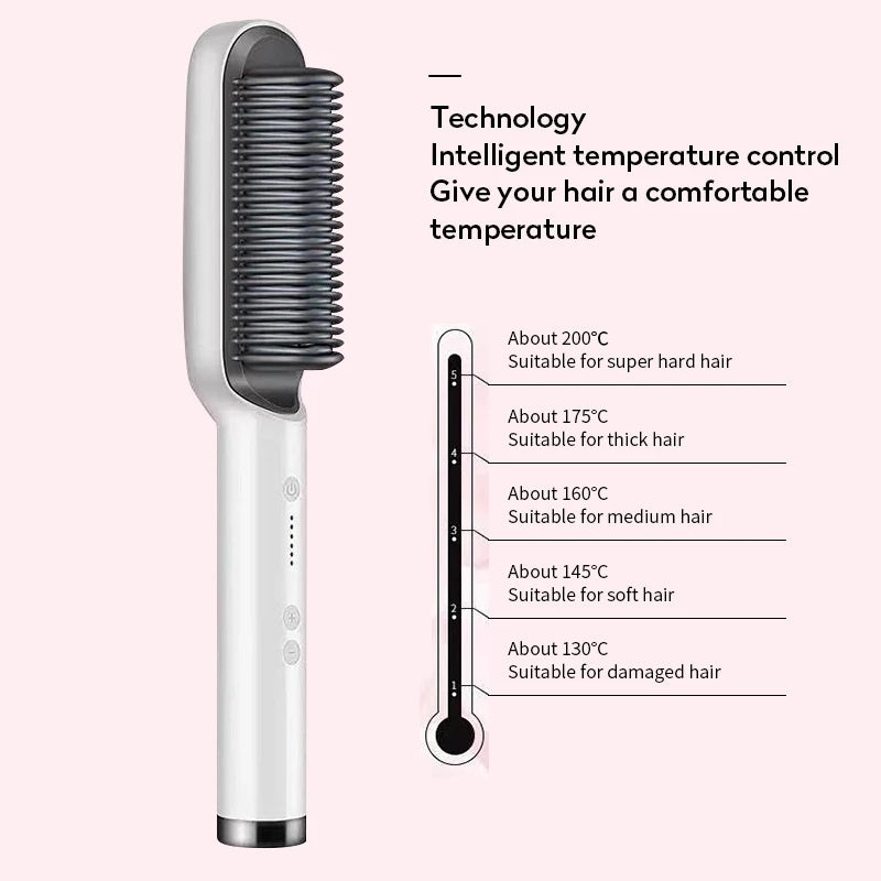 2-in-1 Hair Straightener & Curling Hot Comb