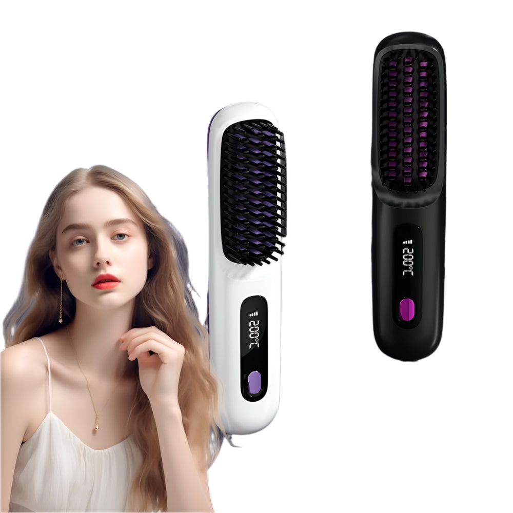 2-in-1 Wireless Hair Straightener Brush