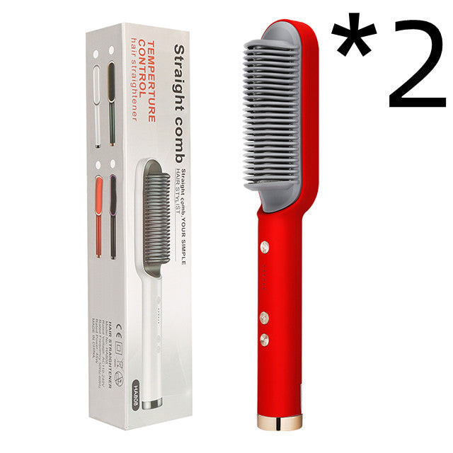 2-in-1 Hair Straightener & Curling Hot Comb